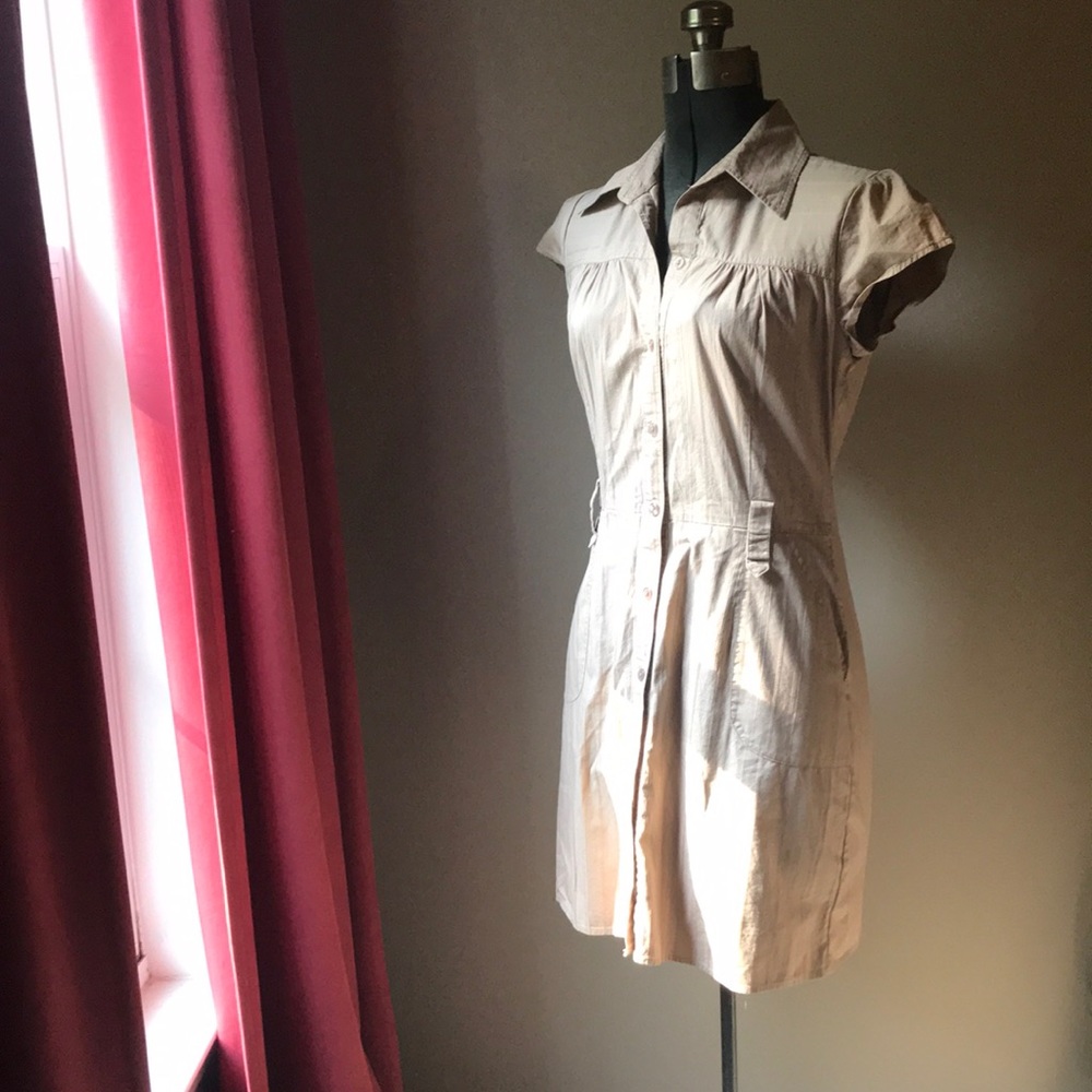 Khaki shirt-dress